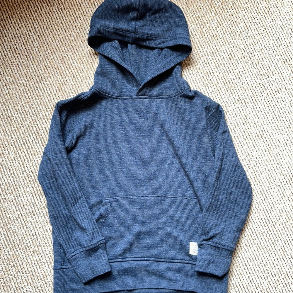 NWOT Gap navy blue waffle hooded boys shirt size small